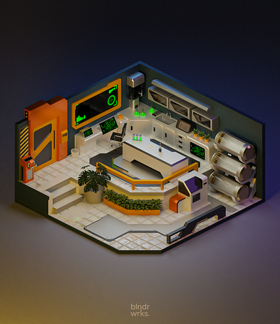 #1 Sci-fi Lab. 3d blender design illustration isometric