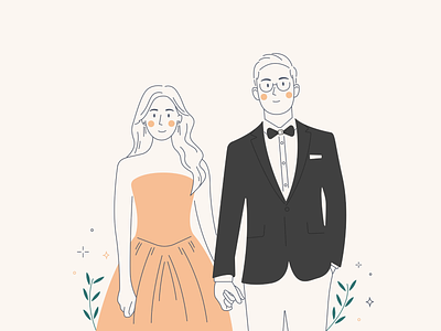 Lovely Wedding Couple 💕 couple design flat gift graphic design heart illustration love summer ui vector website wedding