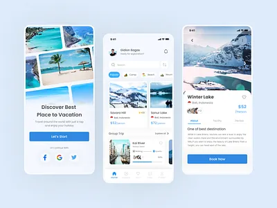 Travel Service - Mobile App blue travel app clean holiday app light mode mobile mobile app modern design modern travel app travel app travel app design travel app interface travel app ui travel app ui design travel app ui ux travel app ux travel service app travel service mobile ui ux vacation app