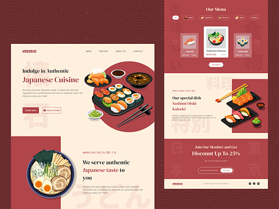 Kaiseki - An authentic Japanese Food Restaurant branding food graphic design homepage japan logo menu ui