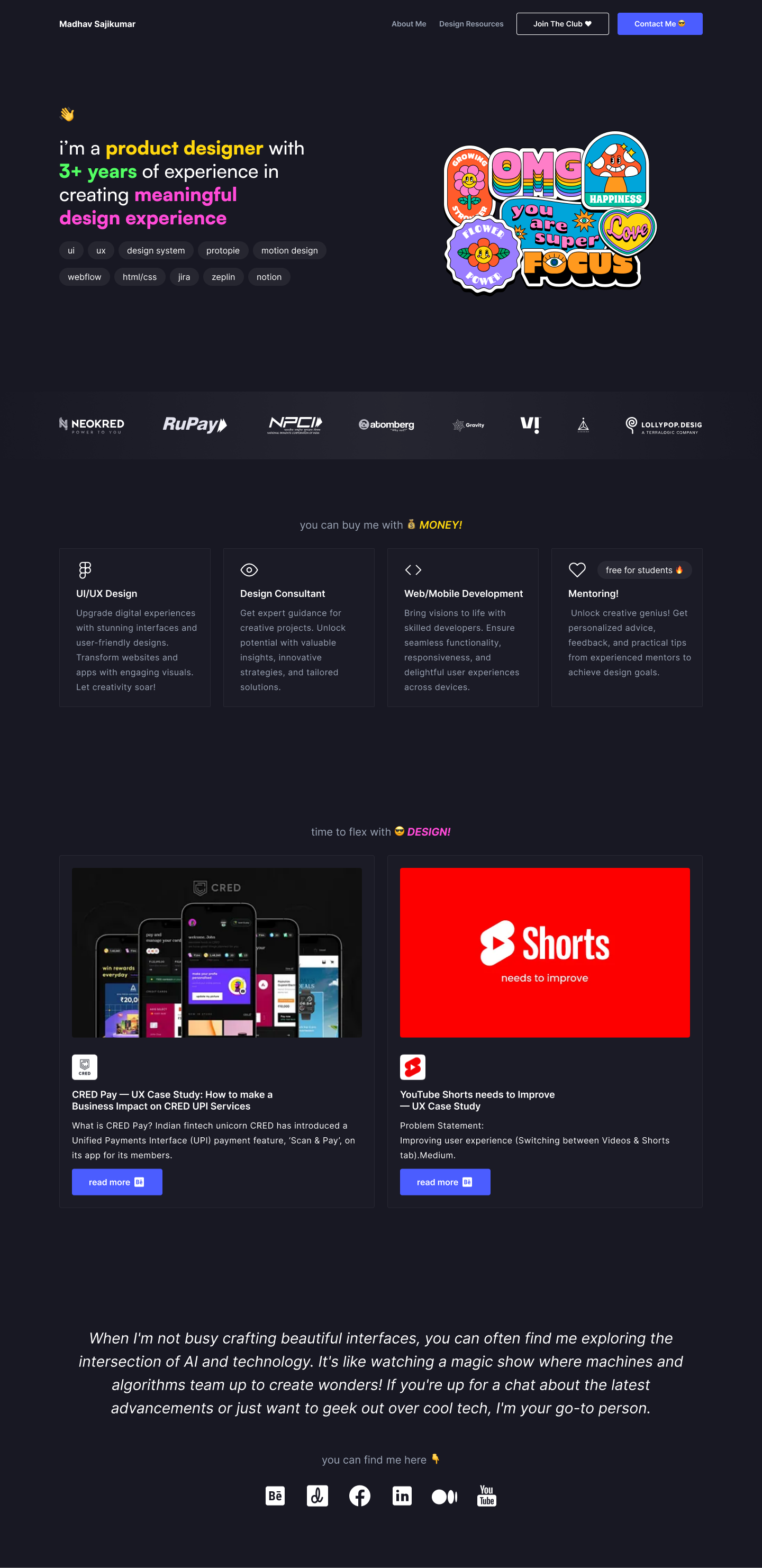 UI\UX Designer Portfolio Design by Madhav Sajikumar on Dribbble image.