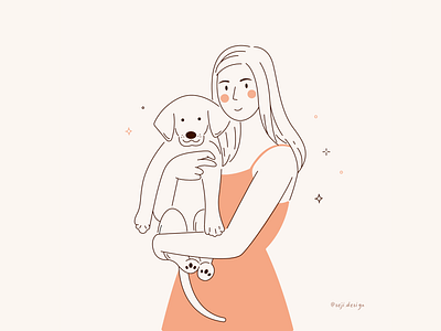 The girl with her pet 🐶 branding design dog flat girl graphic design illustration logo love pet summer ui vector website woman