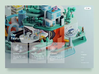 Geomaps UI Design 3d landing page 3d shot 3d ui app design features finder hero header landing page location minimal trend ui ui design website