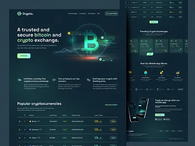 Crypto Exchange & Trading Website ai bitcoin blockchain cold wallet crypto crypto exchange crypto platform crypto trading crypto wallet crypto website cryptocurrency ethereum landing page metaverse nft solana uiux web design web3 website