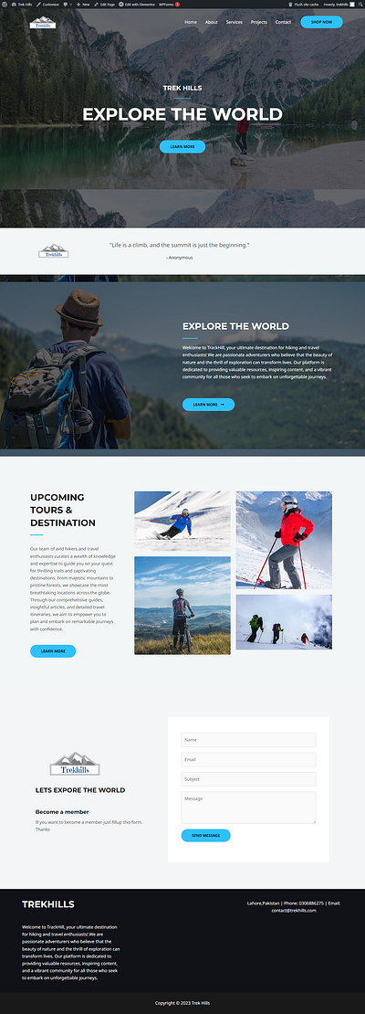 Trekhills Travelling website made on WordPress agency agency website design logo shopify web design website wordpress