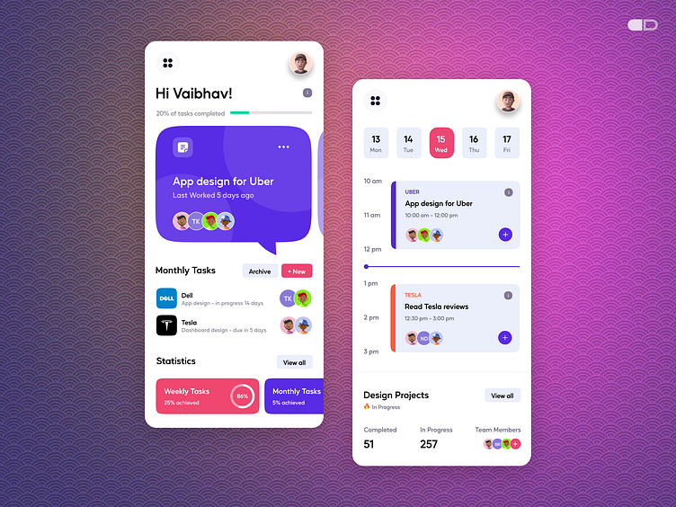 Project Management App by Vaibhav Basantani on Dribbble