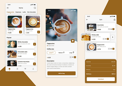 Narnia coffee app branding graphic design minimal ui uiux ux web