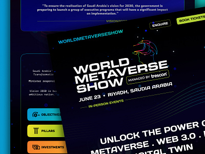 World Metaverse Show: Website Design arab branding design events illustration logo metaverse saudi show typography ui user experience ux worldmetaverseshow