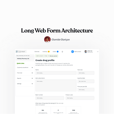 Architecture of a long web form for primitive SaaS app design mobile app ui ux web