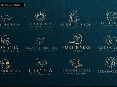 beach logo collection beach beach logo branding design logo palm tree typography vector