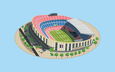 Camp Nou stadium vector illustration 3d building camp nou stadium construction design flat graphic design illustration playground print vector