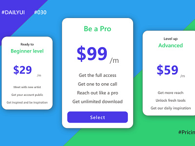 Daily UI, Day030 - Pricing adobexd dailyui dailyui030 dailyui100dayschallenge dailyuichallenge design designer dribbblers figma learning learntoimprove pricing seeyounextdesignday typography ui uidesign uiuxdesigner