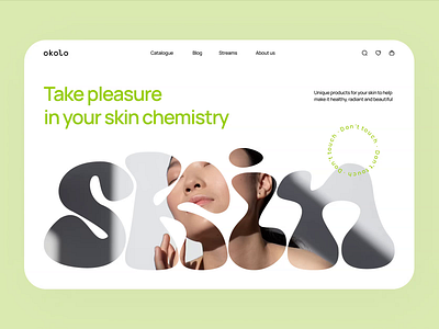 Website concept for the okolo cosmetics brand animation brand cosmetics brand figma minimalism motion graphics okolo product catalog promo site prototype shop ui ux web website