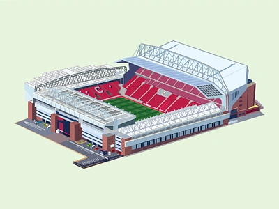 Anfield Stadium image to vector illustration anfield stadium building design flat graphic design illustration playground print stadium vector