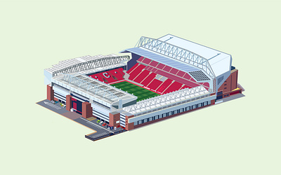 Anfield Stadium image to vector illustration anfield stadium building design flat graphic design illustration playground print stadium vector