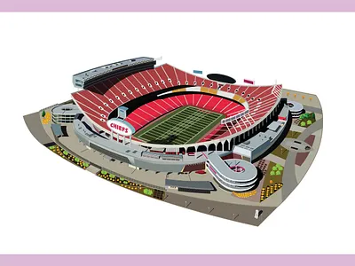 Arrowhead Stadium image to realistic vector illustration 3d arrowhead stadium building design graphic design hand trace illustration playground print vector