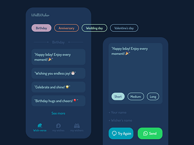 WellWisher - Automatic Event Wishes app design ui ux