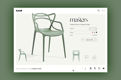 Kartell - Product Page animation chair concept design detail ecommerce experience figma interactive motion graphics principle productpage prototype slider ui ux