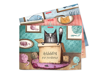 Album Cover – Cat & Box Illustration branding graphic design illustration logo notebook cover