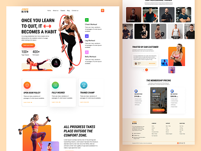 Creative Gym Fitness Landing Page bodybuilding cardio crossfit exercise gym healthy landing page lifestyle muscle nutrition personal trainer popular sport training ui uxdesign website template workout yoga