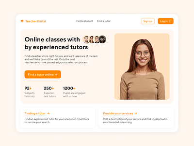 Web service for finding tutors and students | Teacher Portal application design figma interface landing page student tutor ui ux uxui design web design website