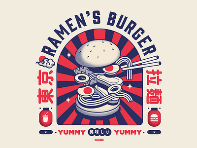 Ramen's burger 🍜🍔 anime burger cool food fun illustration japan japanese lifestyle manga mixed noodles pop ramen tee tshirt vintage wear yummy