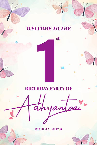 Birthday Nameboard - Design butterfly color graphic design illustration pink