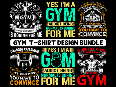 Gym T-Shirt Design Bundle bodybuilding costom design fit fitness fitnessaddict fitnessmotivation graphic design gym gym tshirt gymlife healthylifestyle motivation t shirt t shirt design t shirtdesign training typography vector workout