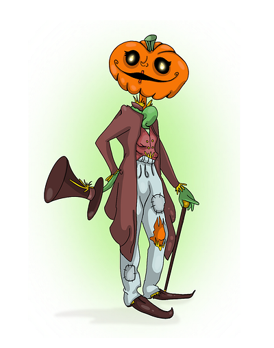 Pumpkin Head art drawing illustration main character procreate pumpkin head pumpkin illustration scarecrow