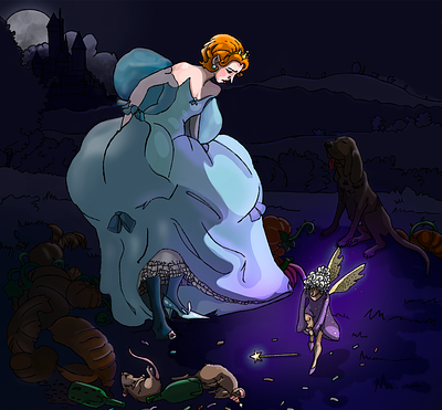 Cinderella is Furious alternative cinderella cinderella drunken mice fairy godmother fairy tale fairy tale illustration fantasy illustration illustration storybook