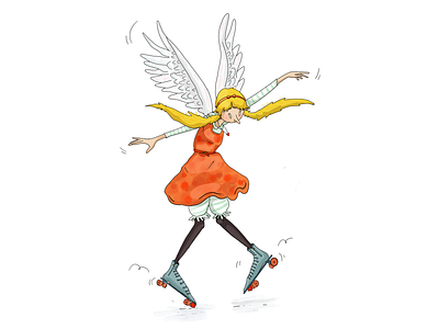 Angel Skates angel on skates art character character illustration digital art drawing fantasy illustration rollerskates