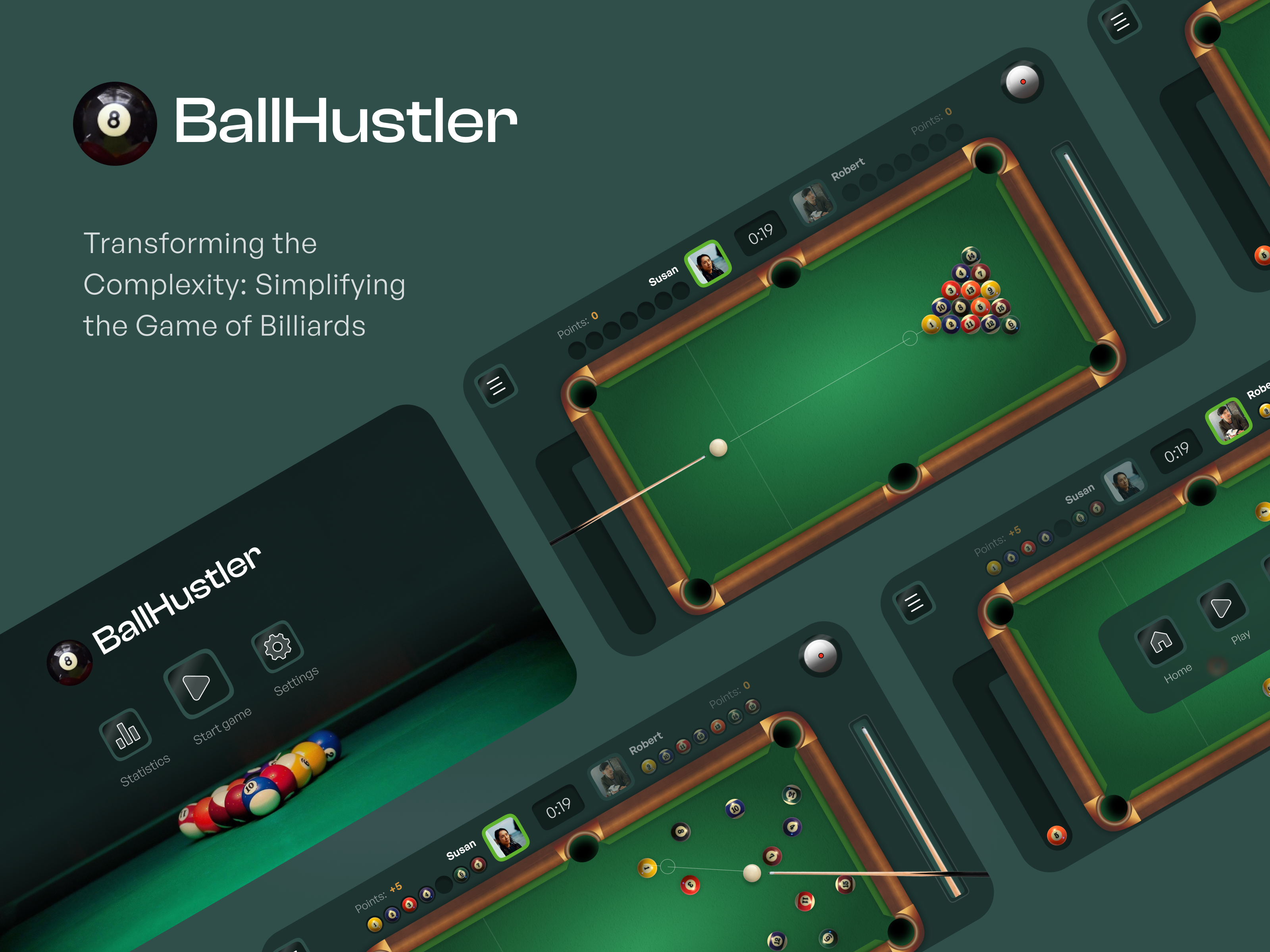Billiards game UI concept app billiards clean design design game app minimal ui ux