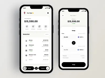 Crypto Trading App bitcoin price blockchain crypto app crypto currency crypto tranding crypto wallet ethereum exchange finance minimal mobile mobile app mobile ui nft solana tranding ui uidesign ux