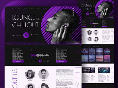 Landing page for chillout radio branding chillout design graphic design landing page for chillout radio logo radio typography ui ui design ux web лэндинг пэйдж