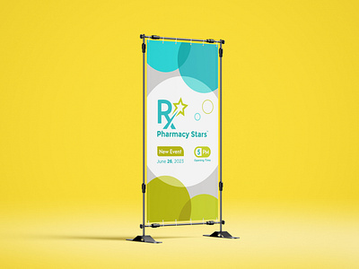Pharmacy Stars Banner Design. ads advertisement advertising backdrop banner billboard branding business corporate graphic design marketing modern pullup roller rollup signage standee template xbanner xstand