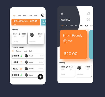 A Cryptocurrency wallet App interface app design minimal ui