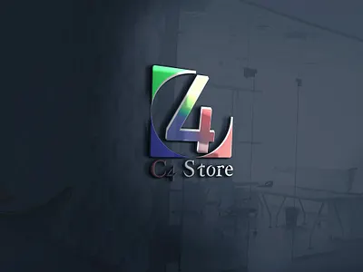 C4 Logo Design With Mockup View. 3d animation branding bu business card corporate business card corporation design free graphic design graphic designer logo logo design logo designer logos mockup motion graphics ui vector