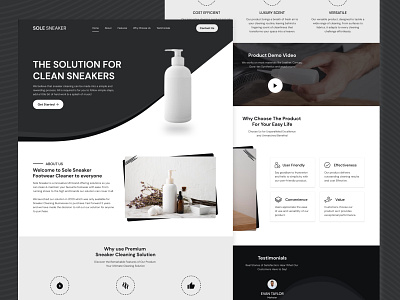 Landing Page Design for Clean Sneakers Product design landing page design ui user experience design user interface design ux website design