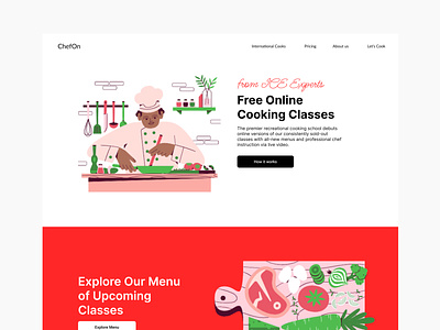 ChefON - Cooking Classes Website✨ 2023 blush clean cook design figma header home page illustration marketing minimal portfolio trend trending ui ux web web design webdesign website