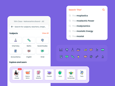 Vedantu - Search Landing discovery edtech elearning icons k12 ui