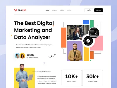Gro.Pro - Branding Agency Landing Page agency agency landing page agency website clean clean design creative direction design digital agency digital marketing freebie hero section landing page marketing modern responsive website ui ui design web web design website design