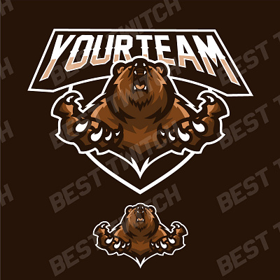 Grizzly bear mascot gaming logo for streamer ! BestTwitch