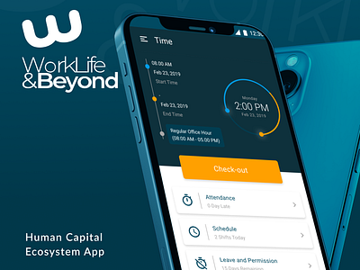 Worklife&Beyond - Human Capital Ecosystem App attendance app branding case study flat hris human capital human resources development learning app mobile app mobile design product design simple simple design social media talent management app uiux web design