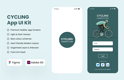 Cycling Mobile App UI / UX Design android animation app app design cycling figma design graphic design ios ios and android version landing page mobile appdesign mobile prototyping mobile ui kid reacing ui ui ux website xd design