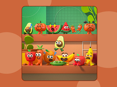 🍉🍊 Fruit & Vegetable Character 🍎🍌 3d animation cinema 4d design graphic design illustration redshift