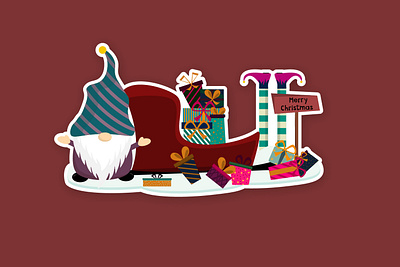 Christmas time animal cartoon character christmas gift box christmas gnome christmas stickers elf gnome graphic design holiday illustration kids merry christmas santa stickers winter xmas xmas gnome xmas time