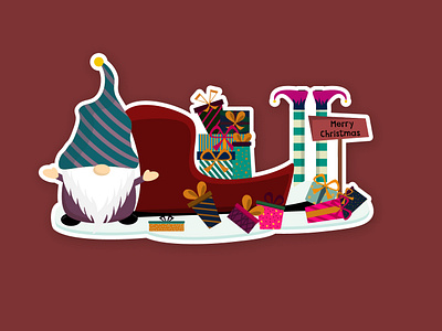 Christmas time animal cartoon character christmas gift box christmas gnome christmas stickers elf gnome graphic design holiday illustration kids merry christmas santa stickers winter xmas xmas gnome xmas time