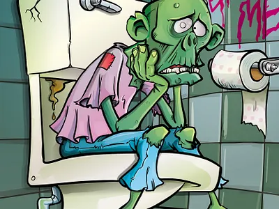 Cartoon Zombie contemplating life and living death adobeillustrator antonbrand illustration illustrator vector zombie