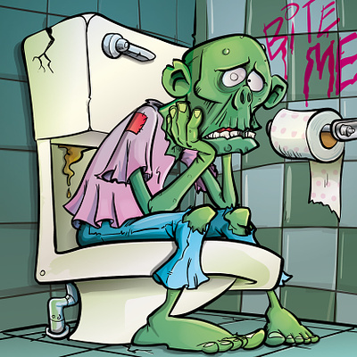 Cartoon Zombie contemplating life and living death adobeillustrator antonbrand illustration illustrator vector zombie