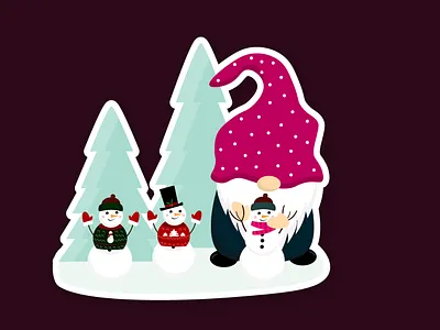 Winter gnome stickers animal cartoon character chrismas time christmas character christmas elf christmas gnome gnome graphic design illustration kids pink santa snowman stickers ugly sweater winter winter forest xmas xmas gnome
